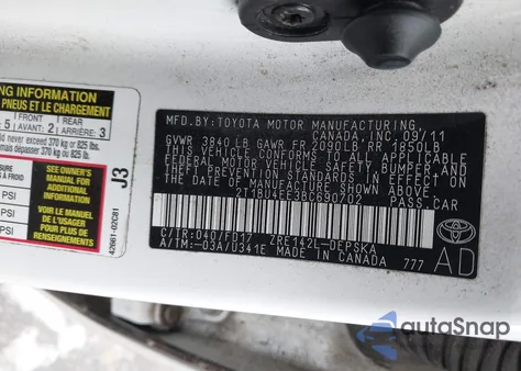 2011 Toyota Corolla S from USA, damaged, VIN 2T1BU4EE3BC690702